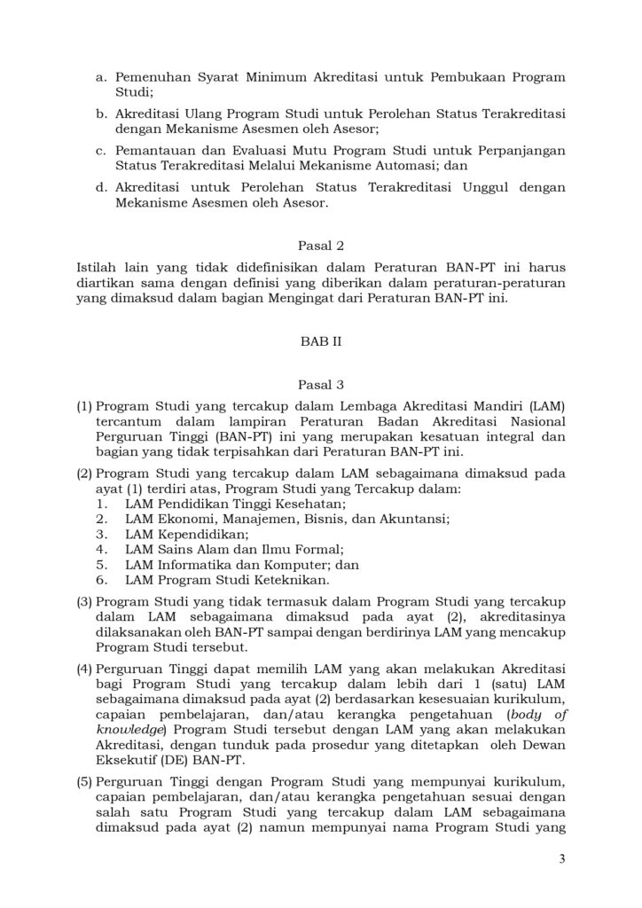 Perubahan Cakupan Akreditasi Program Studi pada LAM Teknik (PerBAN-PT No.13 tahun 2024 – Lampiran Cakupan LAM Teknik)
