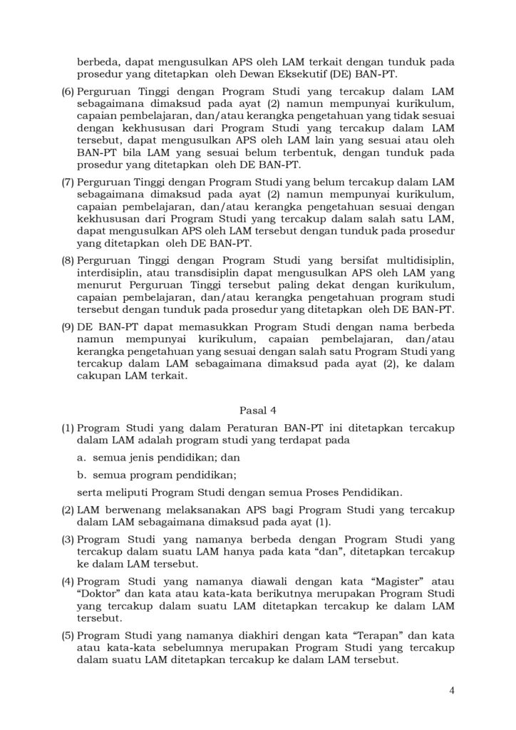 Perubahan Cakupan Akreditasi Program Studi pada LAM Teknik (PerBAN-PT No.13 tahun 2024 – Lampiran Cakupan LAM Teknik)