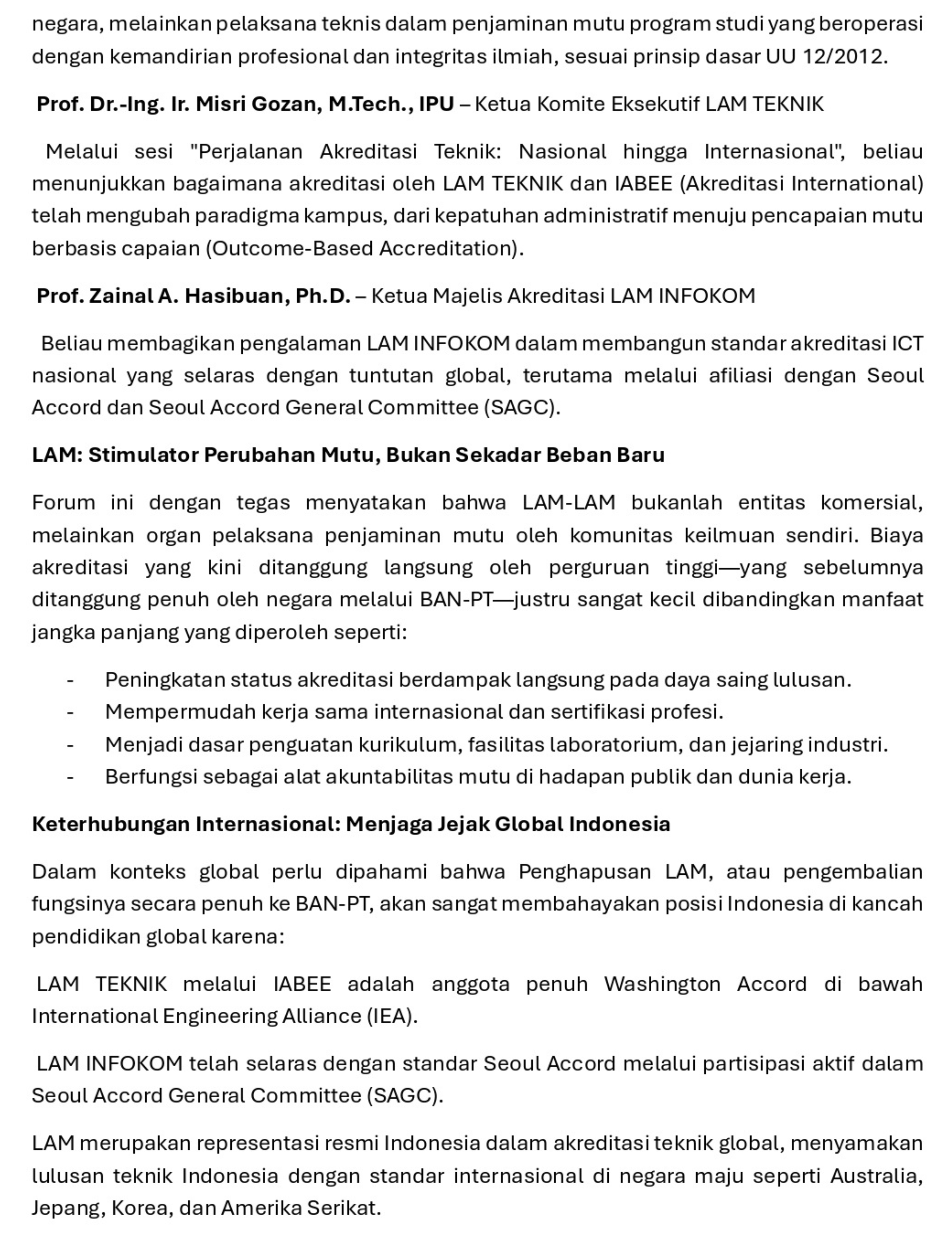 PRESS RELEASE  SEMINAR FORKOM LAM: Perjalanan Lembaga Akreditasi Mandiri Teknik dan INFOKOM